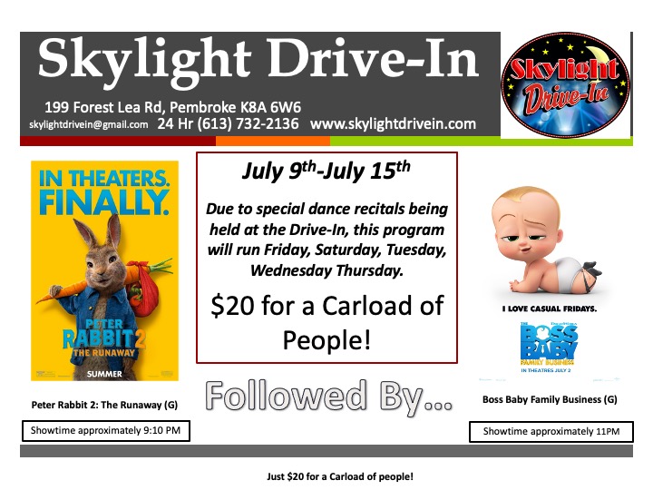 Skylight Drive-In featuring Peter Rabbit 2: The Runaway followed by The Boss Baby Family Business