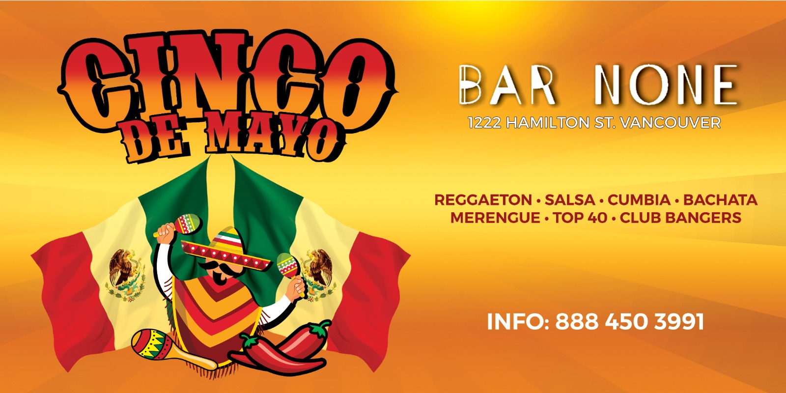 Cinco De Mayo Fiesta Party 2022 at Bar None | Vancouver Latin Events