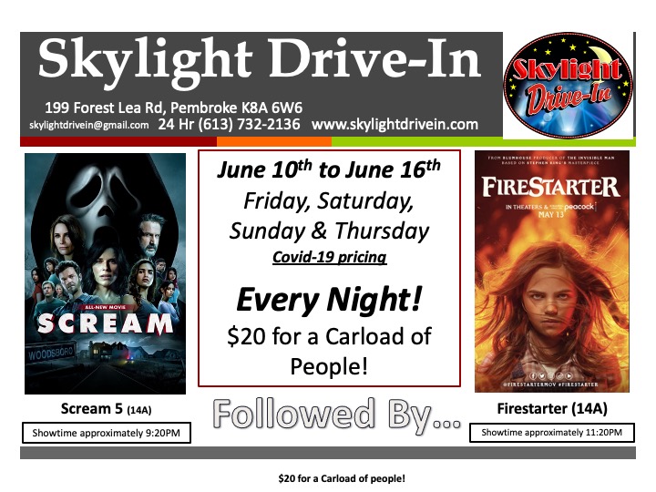 Skylight Drive-In featuring Scream followed by Firestarter