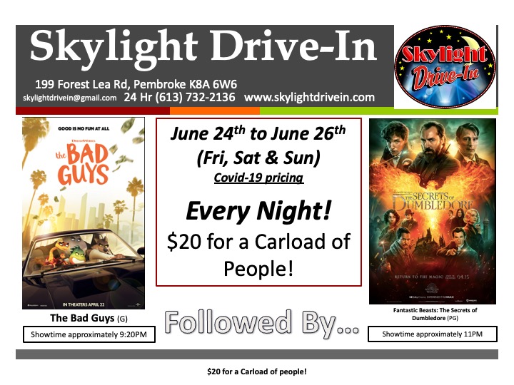 Skylight Drive-In featuring The Bad Guys followed by Fantastic Beasts: The Secrets of Dumbledore