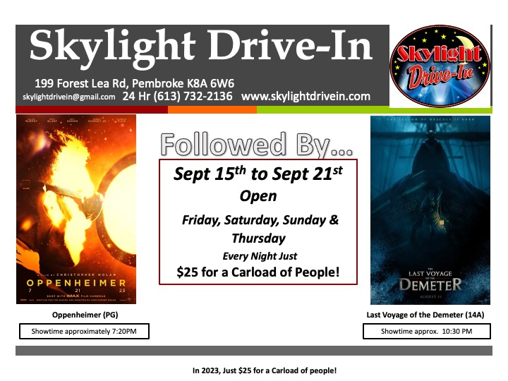 Skylight Drive-In... Oppenheimer   Followed by   The Last Voyage of the Demeter