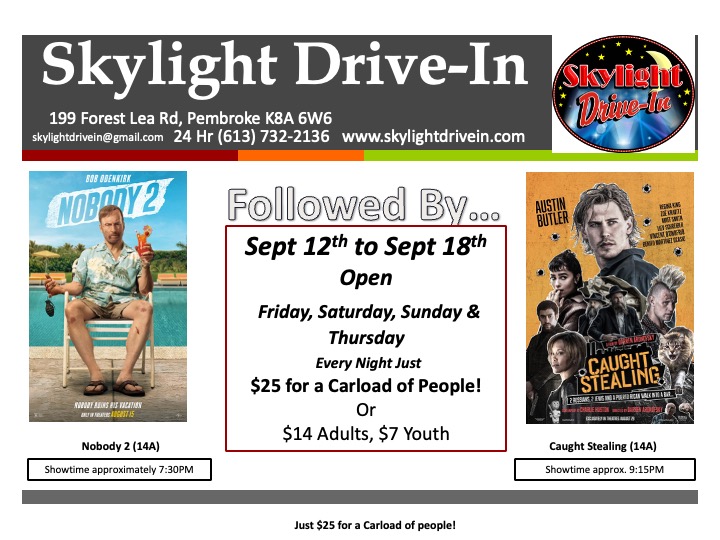 Skylight Drive-In! Nobody 2 followed by Caught Stealing