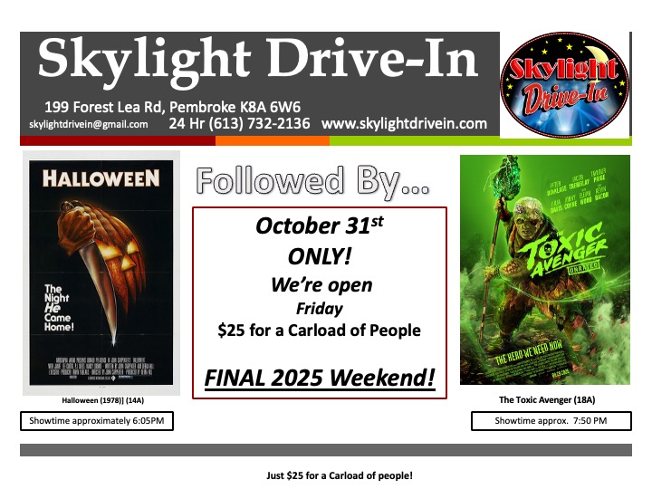 Friday October 31st ONLY! Halloween (1978) and The Toxic Avenger (2025)