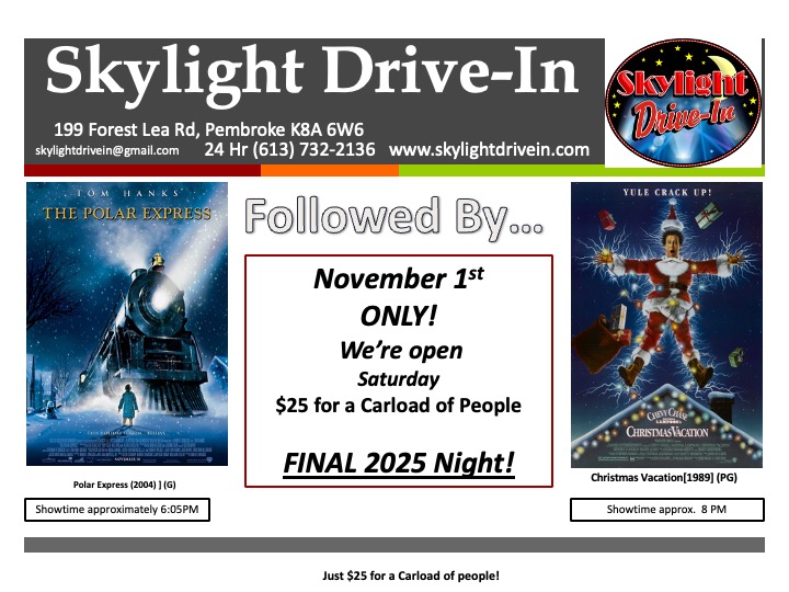 Saturday November 1st ONLY! The Polar Express and National Lampoon's Christmas Vacation